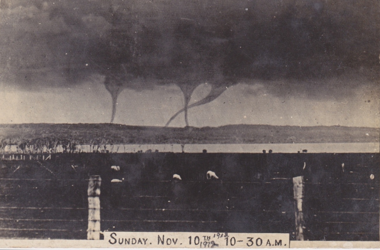 Triple Waterspouts, photographed off Chatham Islands, New Zealand 1912Lemuel Lyes Collection
