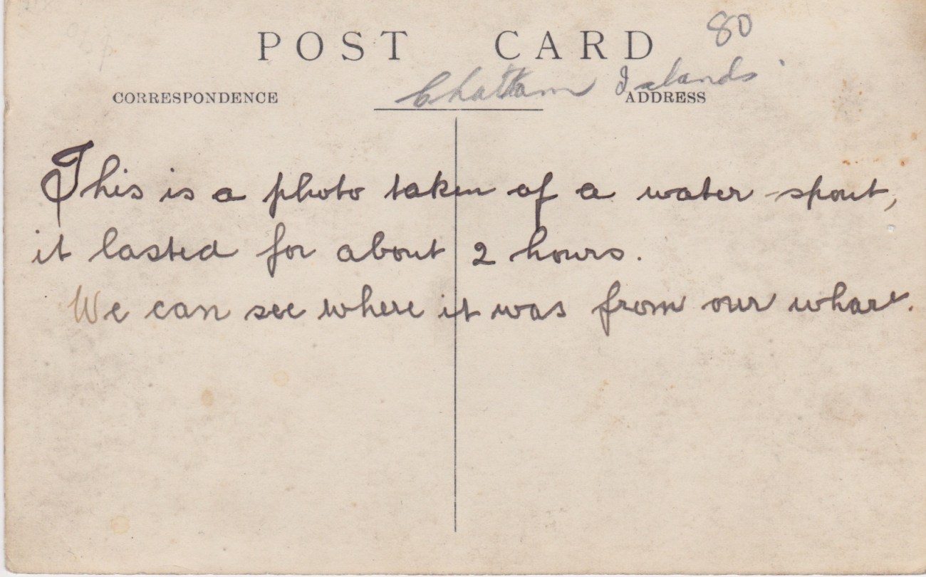 Reverse side of 1912 Waterspouts PostcardLemuel Lyes Collection