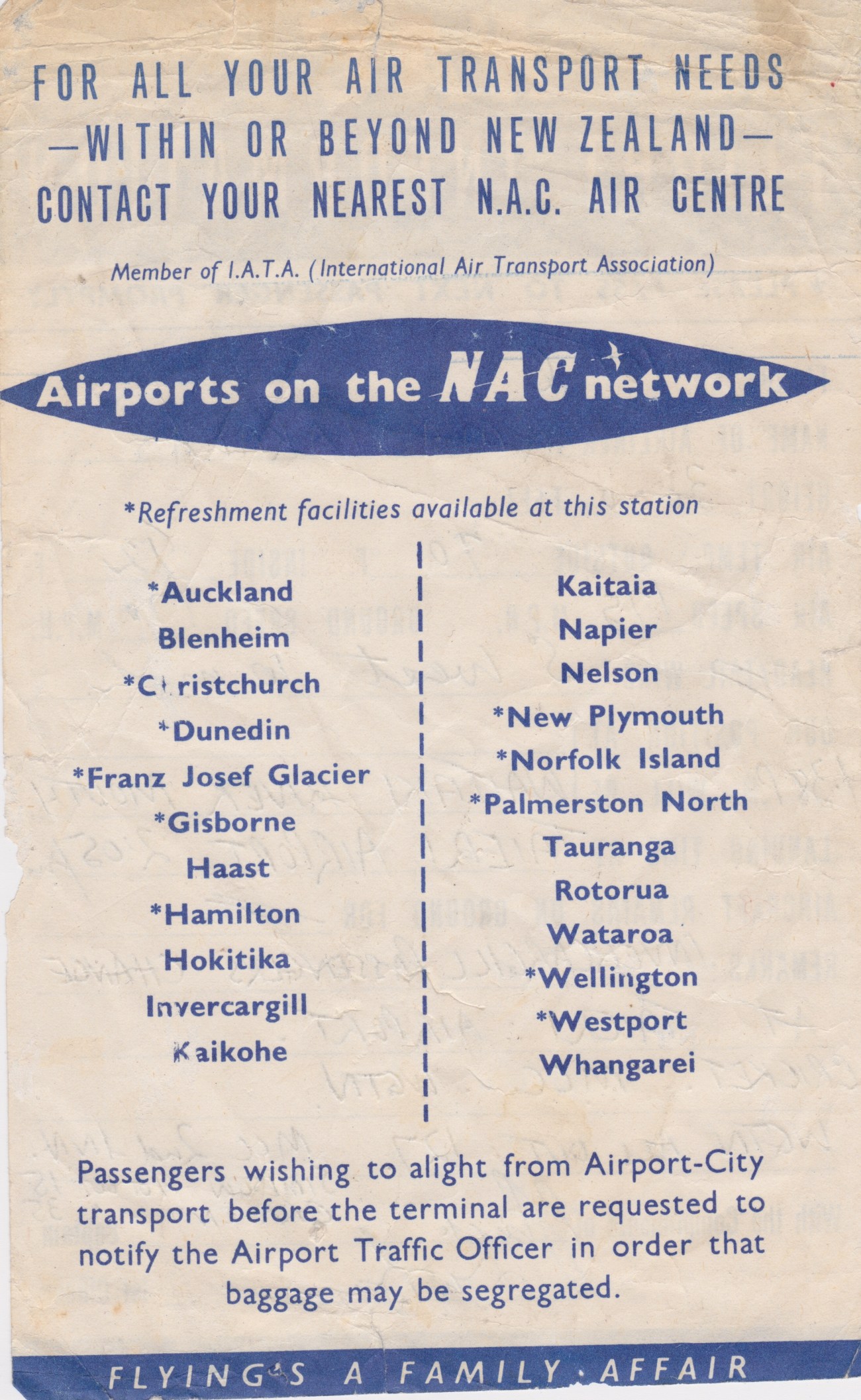 NAC Flight Information Sheet (Back) Lemuel Lyes Collection