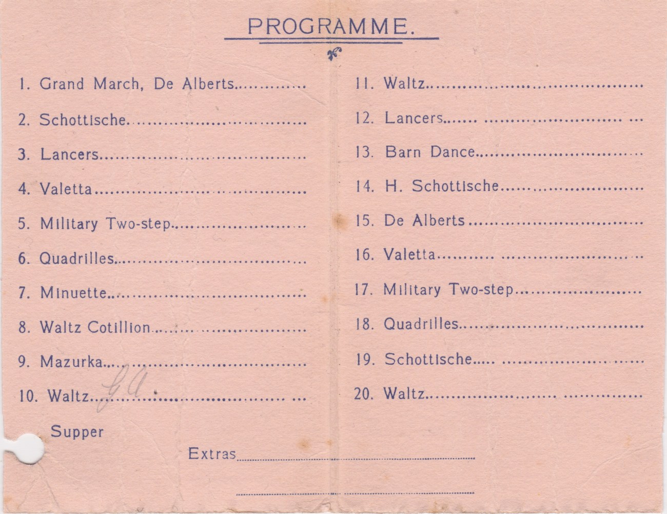 Inside of dance card Lemuel Lyes Collection